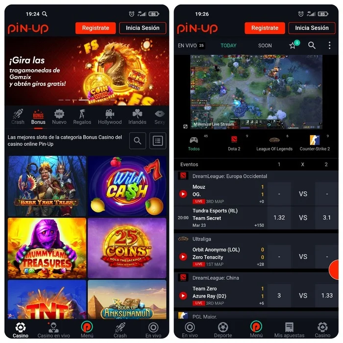 Aplicación Pin-up en Android